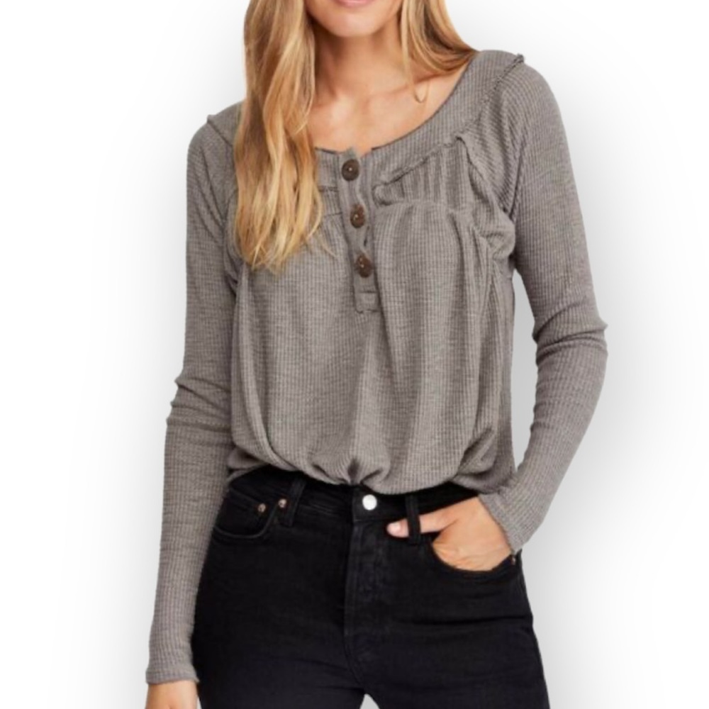 FREE PEOPLE We The Free Must Have Gray Henley Tunic